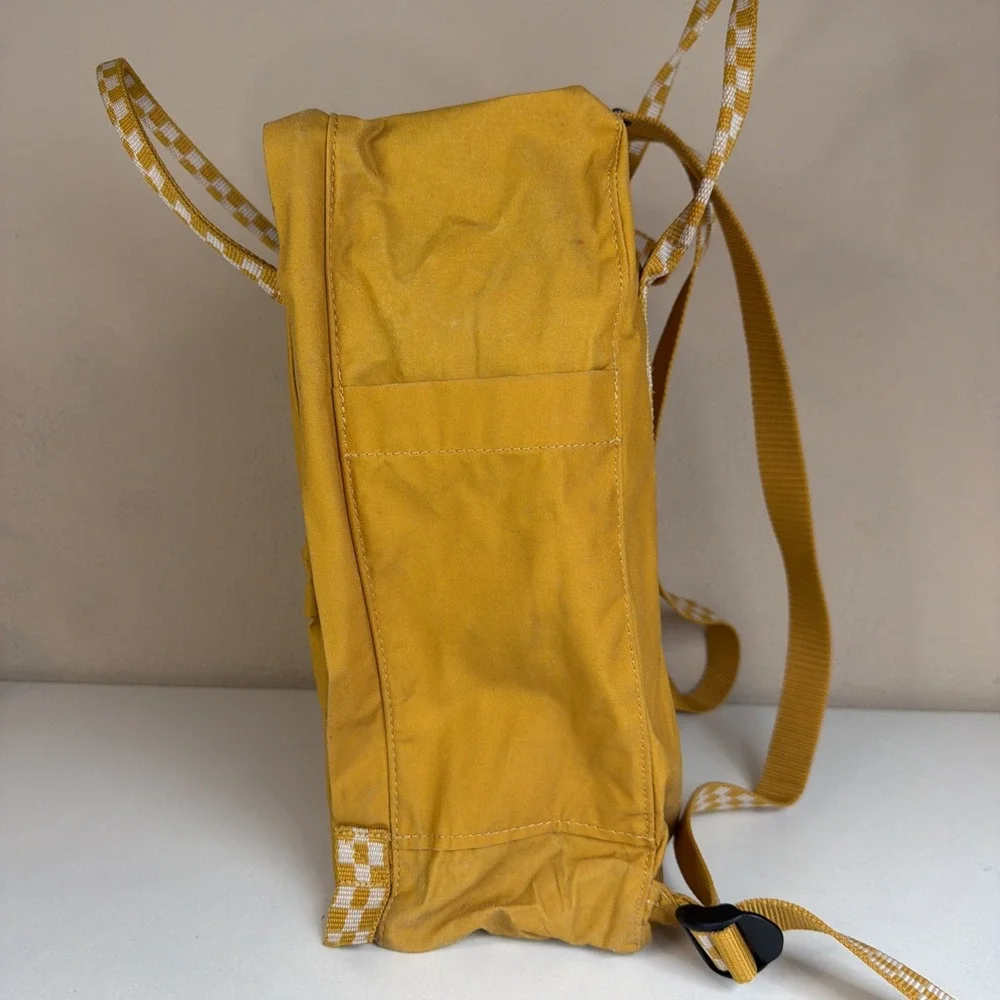 Fjallraven Kanken Checkered Backpack Ochre chess pattern Yellow